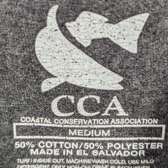 CCA Coastal Conservation Assoc Medium T-Shirt Men Gray Logo Fishing Outdoors - Picture 3 of 5